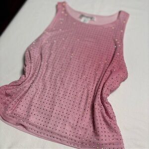 Bailey 44 Pink Rainbow Rhinestone Tank Top- Large
